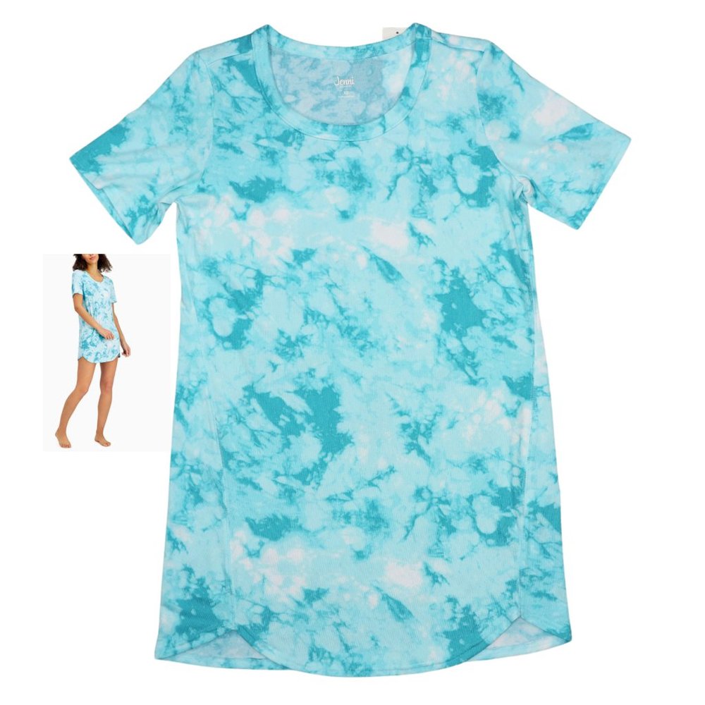 Jenni Intimates Tie Dye Printed Short Sleeve Sleepshirt Women's Pajama Top NWT - Picture 1 of 1